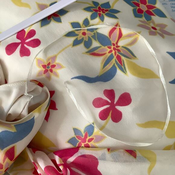 ModCloth Illuminated Elegance Cream Multi Floral Chiffon Maxi Dress Medium - Picture 10 of 11